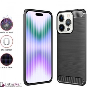 Carbon guminis dėklas - juodas (Apple Iphone 14 Pro)